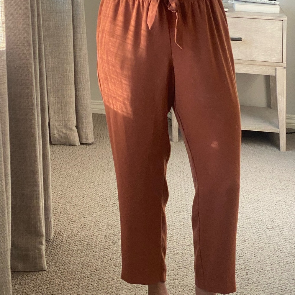 LOFT Drawstring Pants in Rust Brown